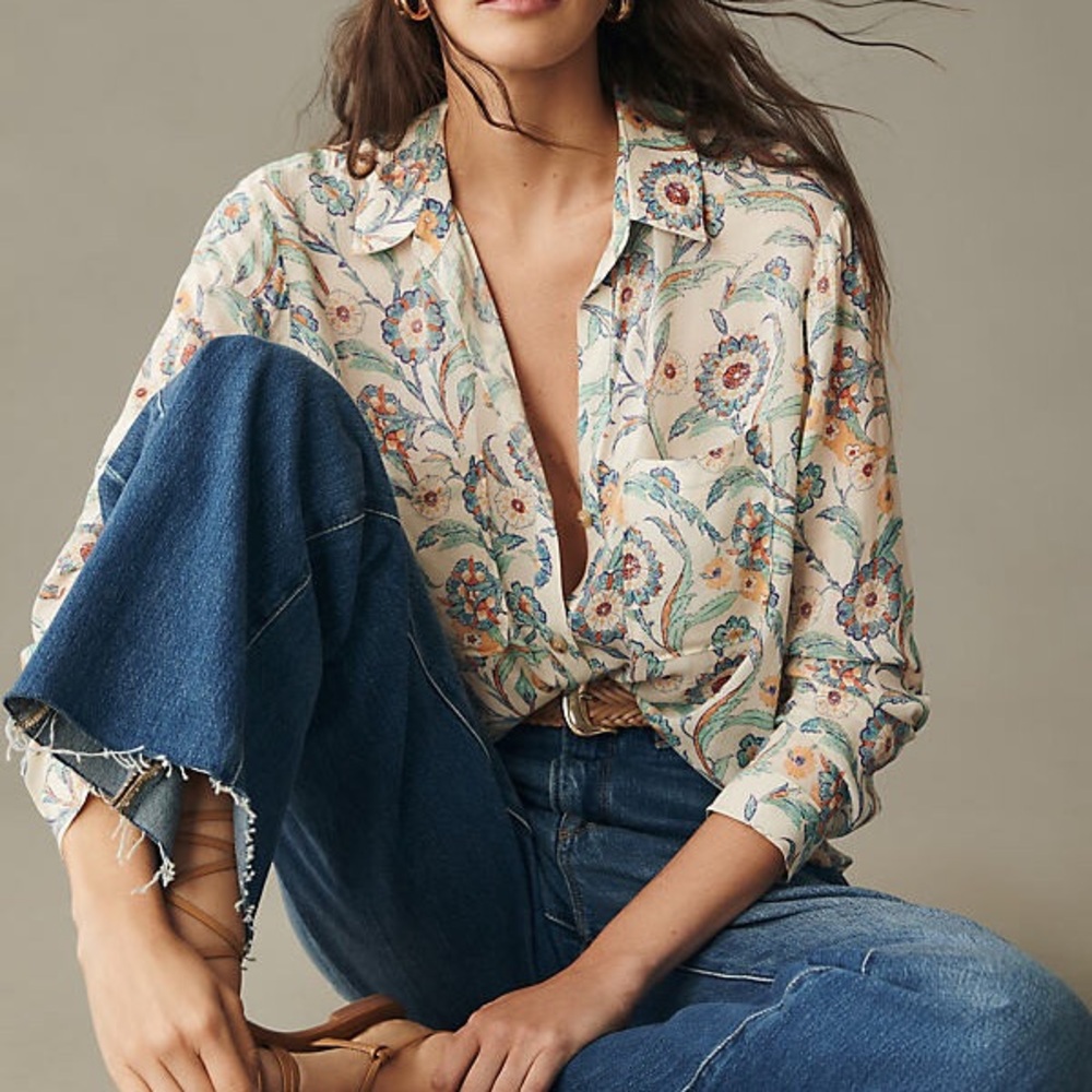 Pilcro The Romy Floral Button-Down Shirt